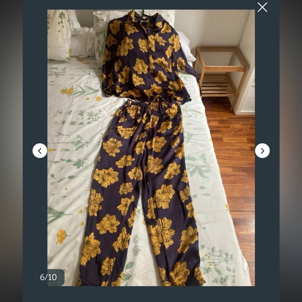 Vintage America Navy and Yellow Floral Jumpsuit - Picture 6 of 7